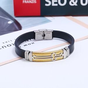 Gold and Silver Stainless Steel Cross Bracelet